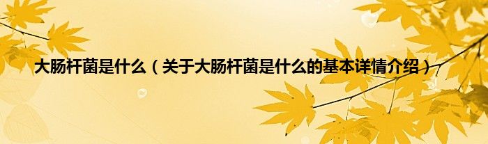 大肠杆菌是什么（关于大肠杆菌是什么的基本详情介绍）