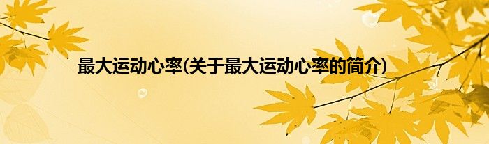 最大运动心率(关于最大运动心率的简介)
