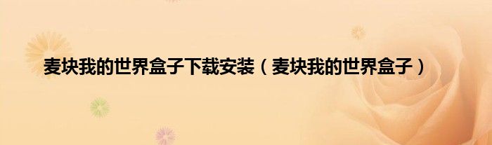 麦块我的世界盒子下载安装（麦块我的世界盒子）