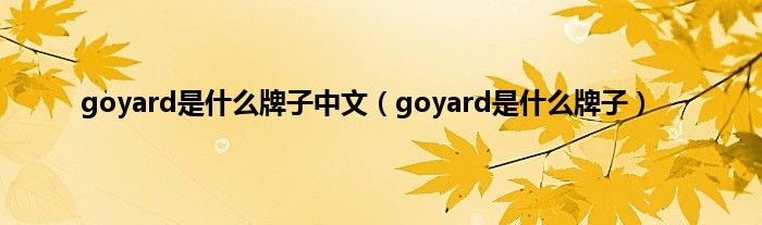 goyard是什么牌子中文(goyard是什么牌子)