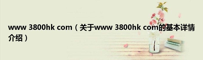 www 3800hk com（关于www 3800hk com的基本详情介绍）