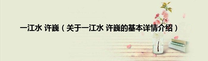 一江水 许巍（关于一江水 许巍的基本详情介绍）