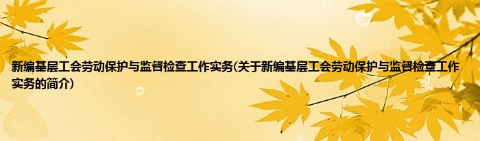 新编基层工会劳动保护与监督检查工作实务(关于新编基层工会劳动保护与监督检查工作实务的简介)