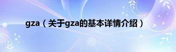 gza(关于gza的基本详情介绍)