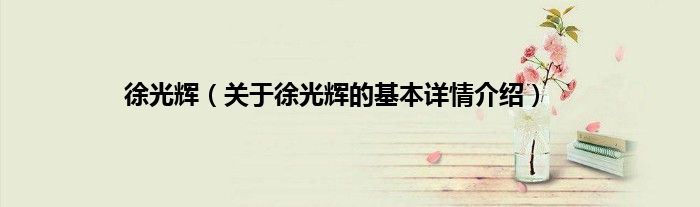 徐光辉（关于徐光辉的基本详情介绍）