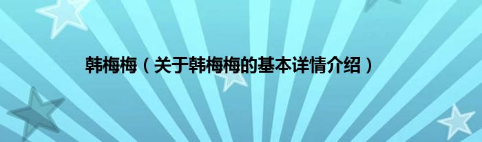 韩梅梅（关于韩梅梅的基本详情介绍）