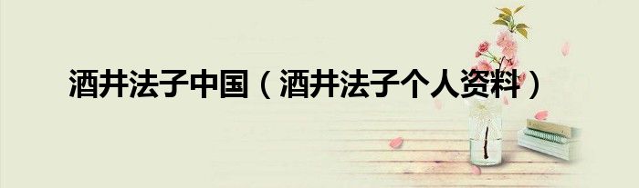 酒井法子中国（酒井法子个人资料）