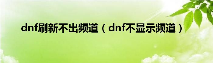 dnf刷新不出频道（dnf不显示频道）