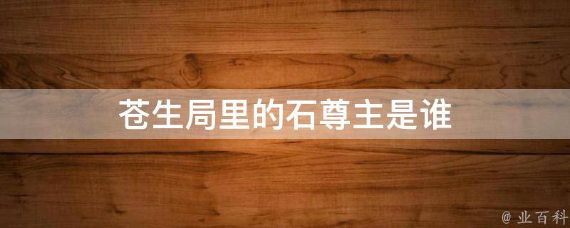 苍生局里的石尊主是谁