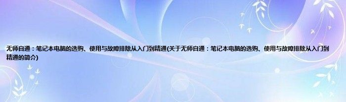 无师自通：笔记本电脑的选购、使用与故障排除从入门到精通(关于无师自通：笔记本电脑的选购、使用与故障排除从入门到精通的简介)