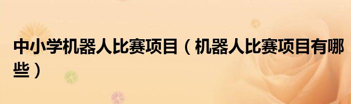 中小学机器人比赛项目(机器人比赛项目有哪些)