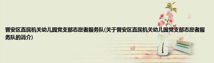 晋安区直属机关幼儿园党支部志愿者服务队(关于晋安区直属机关幼儿园党支部志愿者服务队的简介)