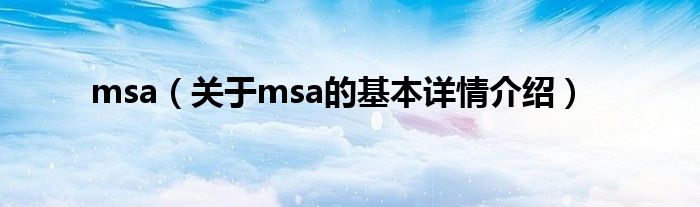 msa(关于msa的基本详情介绍)