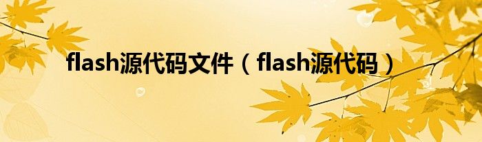 flash源代码文件（flash源代码）