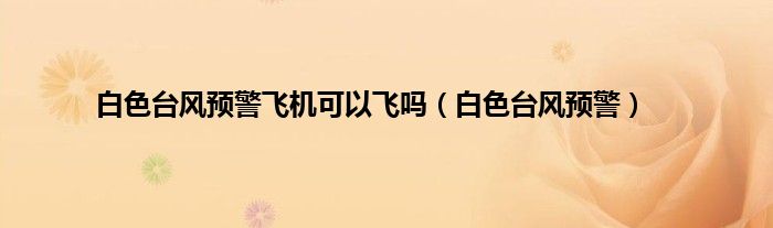 白色台风预警飞机可以飞吗（白色台风预警）