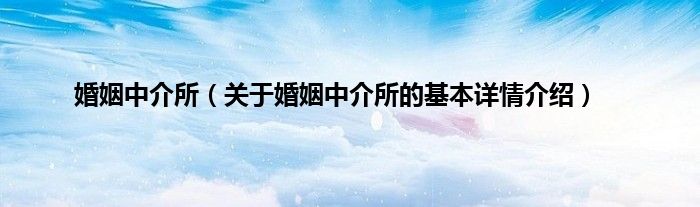 婚姻中介所（关于婚姻中介所的基本详情介绍）
