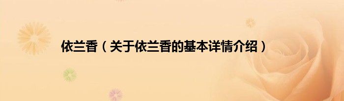 依兰香（关于依兰香的基本详情介绍）