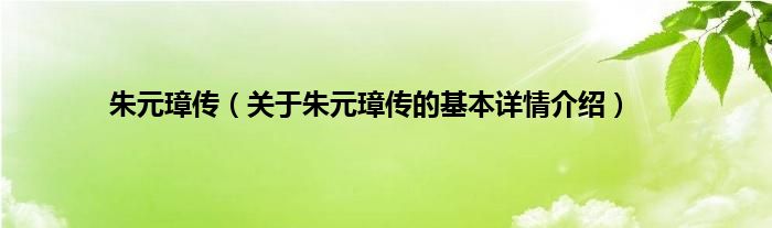 朱元璋传（关于朱元璋传的基本详情介绍）