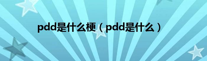 pdd是什么梗（pdd是什么）