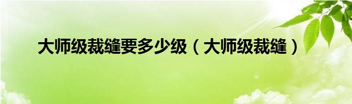 大师级裁缝要多少级（大师级裁缝）