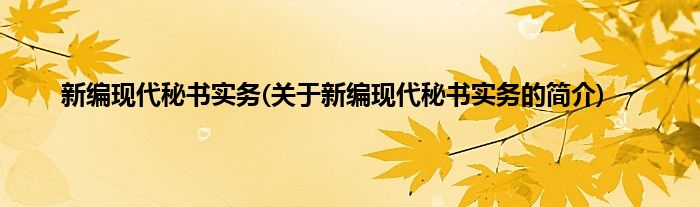 新编现代秘书实务(关于新编现代秘书实务的简介)