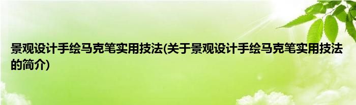 景观设计手绘马克笔实用技法(关于景观设计手绘马克笔实用技法的简介)