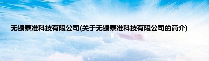 无锡泰准科技有限公司(关于无锡泰准科技有限公司的简介)