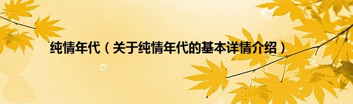 纯情年代（关于纯情年代的基本详情介绍）