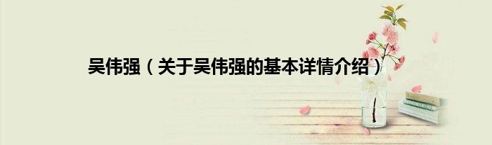 吴伟强（关于吴伟强的基本详情介绍）