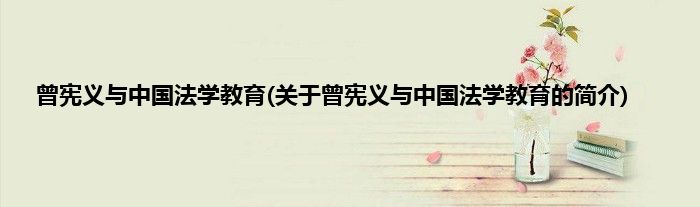 曾宪义与中国法学教育(关于曾宪义与中国法学教育的简介)