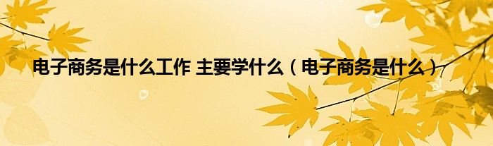电子商务是什么工作 主要学什么（电子商务是什么）