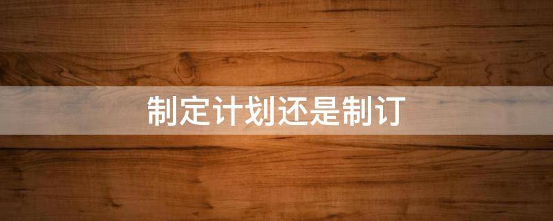 制定计划还是制订