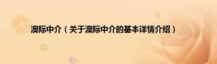 澳际中介（关于澳际中介的基本详情介绍）