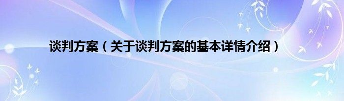 谈判方案（关于谈判方案的基本详情介绍）