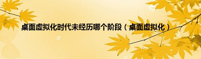 桌面虚拟化时代未经历哪个阶段（桌面虚拟化）