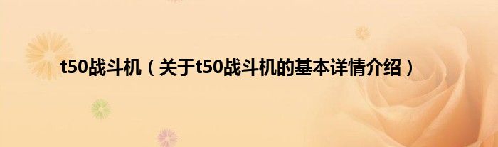 t50战斗机（关于t50战斗机的基本详情介绍）