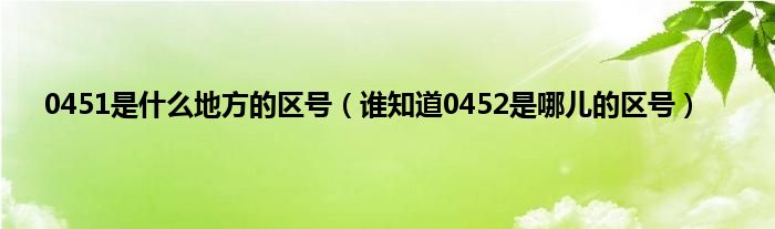 0451是什么地方的区号（谁知道0452是哪儿的区号）